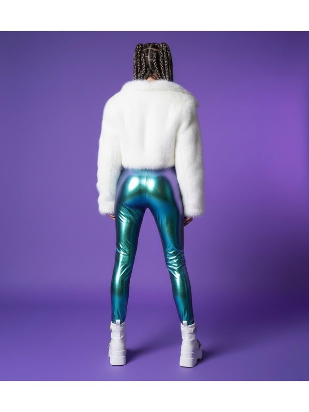 NWT Club Exx Metallic High Waist Iridescent Leggings | Après-Sk Rave Euphoria XS - Picture 6 of 12